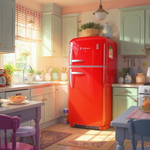 Почему красный ретро холодильник быстро привлекает внимание в интерьере