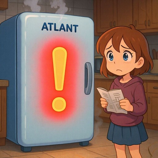 Почему мигает красный восклицательный знак на морозильной камере Атлант