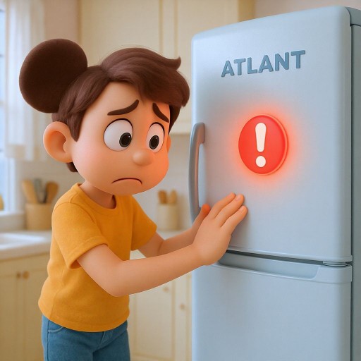 Почему на холодильнике Атлант горит красный индикатор с восклицательным знаком